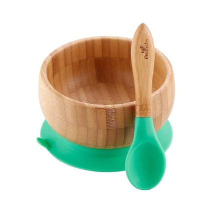 Set de Plato y Cuchara de Bambú Avanchy con Ventosa para Bebés