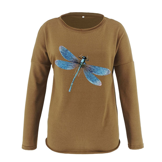 Sudadera Holgada con Estampado de Libélula - Suéter Casual Cómodo