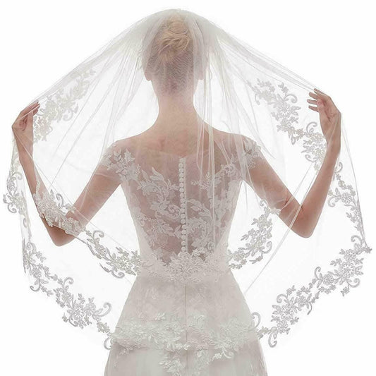 Peine de Novia con Apliques de Encaje Blanco Marfil Doble Vuelta - Image 2