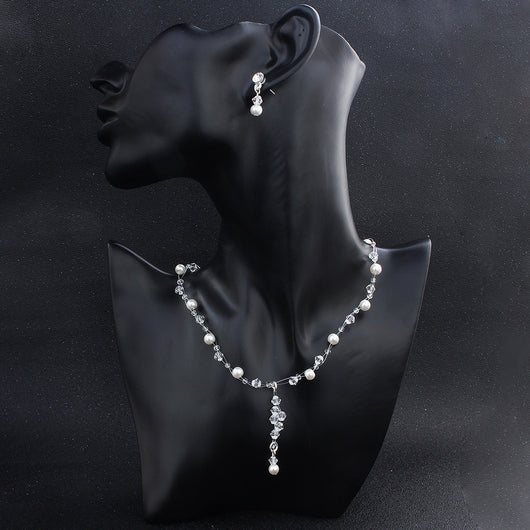 Conjunto de Aretes y Collar con Perlas y Cristales para Mujer - Image 47