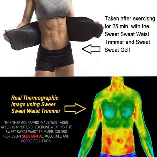 Black sweat waist belt with yellow 'SWEAT BELT' text and a hook-and-loop closure for adjustable fit. - Image 2