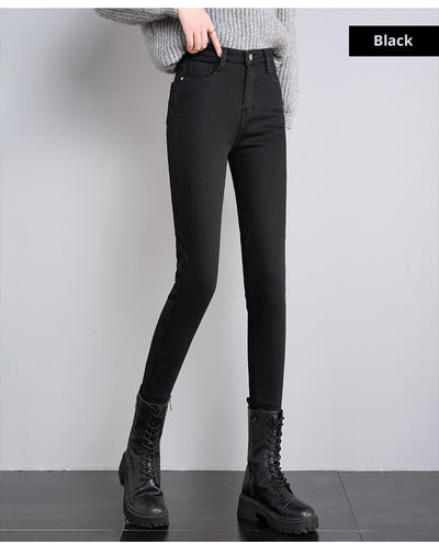 Jeans Cintura Alta Gris Ahumado con Acolchado de Terciopelo - Image 7