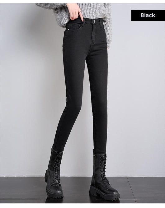 Jeans Cintura Alta Gris Ahumado con Acolchado de Terciopelo - Image 7