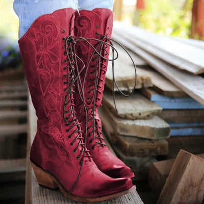 Botas Medianas de Caña con Encaje y Tacón Grueso para Mujer Tallas 40-43 - Image 11