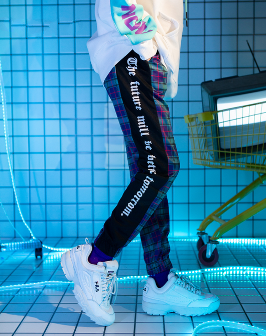 Pantalones Harem Invierno Mujer Cuadros Vintage con Detalles en Cinta