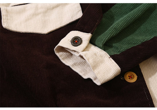 Chaqueta Corduroy Retro Japonesa con Cuello Muñeca y Costuras Contrastadas - Image 16