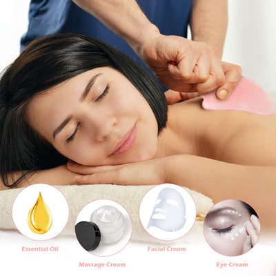 Herramienta Gua Sha de Cuarzo Rosa Natural para Masaje Facial y Corporal - Image 4