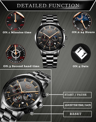 Reloj Deportivo Empresarial de Cuarzo Lunar Resistente al Agua para Hombre - Image 28