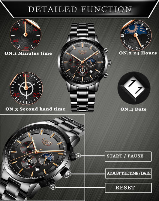 Reloj Deportivo Empresarial de Cuarzo Lunar Resistente al Agua para Hombre - Image 28