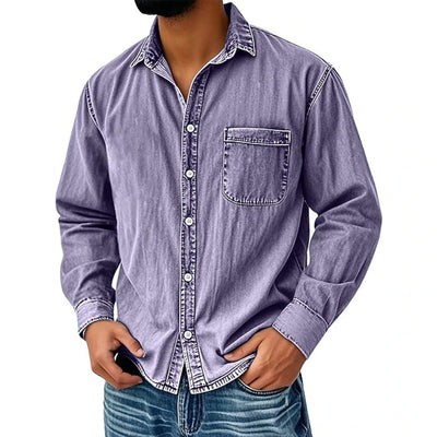 Camisa Vaquera Manga Larga Lavada para Hombre - Image 10