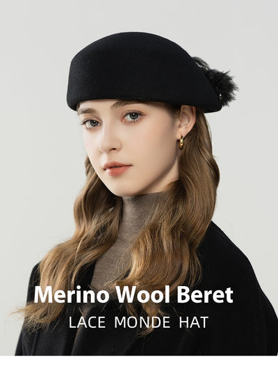 Boina Retro de Lana con Detalles de Plumas para Otoño e Invierno - Image 15