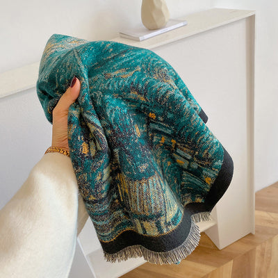 Bufanda Artística Gruesa de Cachemira con Estampado Coordinado para Otoño e Invierno - Image 3