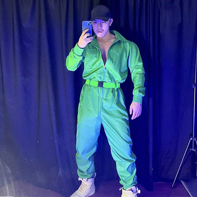 Traje Hip Hop para Cantante Unisex - Estilo Discoteca Verde - Image 10