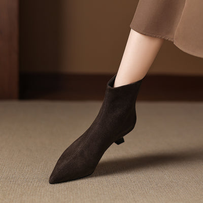 Botas Tobilleras de Gamuza Ante con Punta Fina para Mujer - Image 9