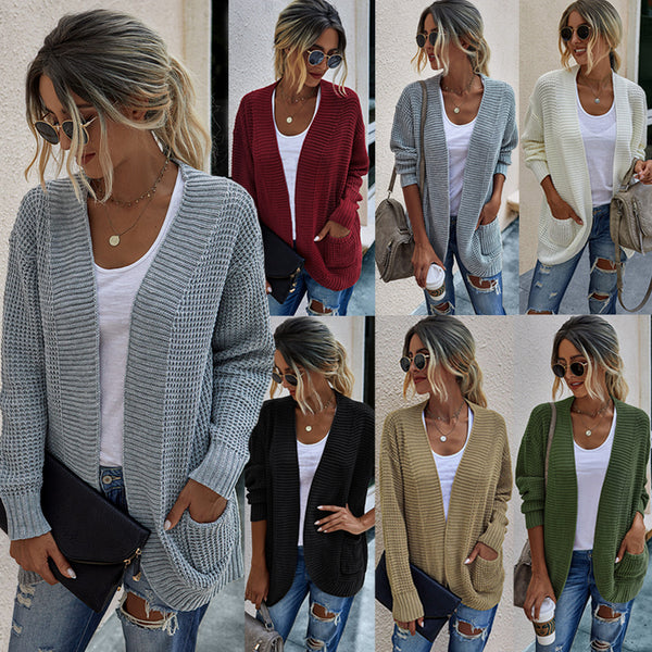 Cardigan Tejido Holgado para Mujer - Abrigo Casual Otoño Invierno