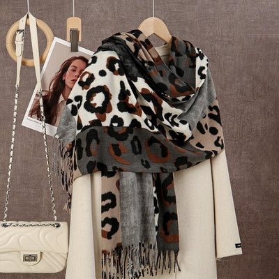 Bufanda Duplex de Cachemira Suave con Estampado Reversible - Image 11