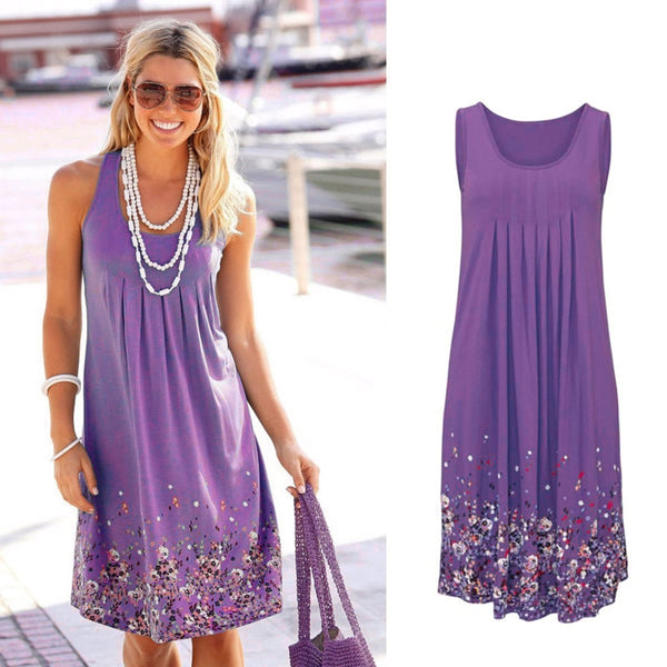 Vestido Floral Suelto sin Mangas para Verano - Casual y Cómodo