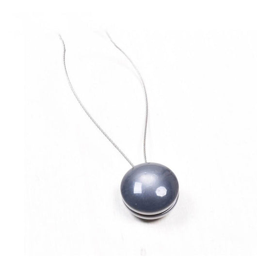 Purple magnetic curtain tieback with a round buckle and a thin silver wire loop on a white background. - Image 5