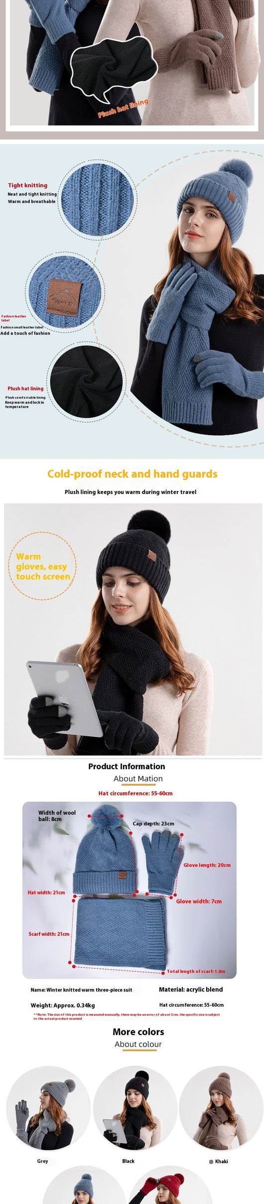 Set Completo de Abrigo: Gorro, Bufanda y Guantes de Lana para Mujer - Image 10