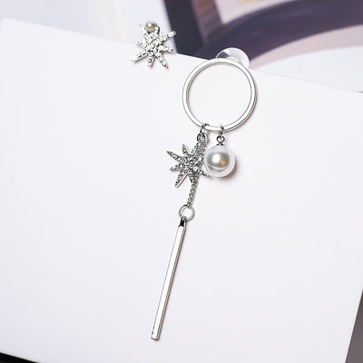 Aretes Asimétricos de Estrellas y Perlas - Estilo Coreano y Europeo - Image 3