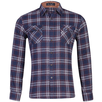 Camisa de Cuadros Doble Bolsa Manga Larga para Hombre - Image 17