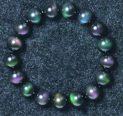 Pulsera de Obsidiana con Ojo de Arcoíris - Púrpura y Verde - Image 2