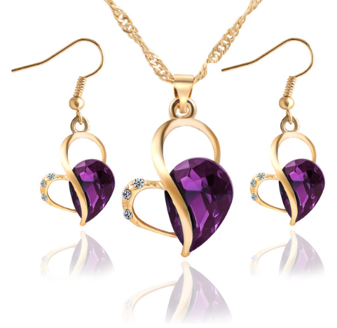 Conjunto de Collares Corazón y Perla Estilo Coreano - Joyería Elegante para Cuello y Oído - Image 2