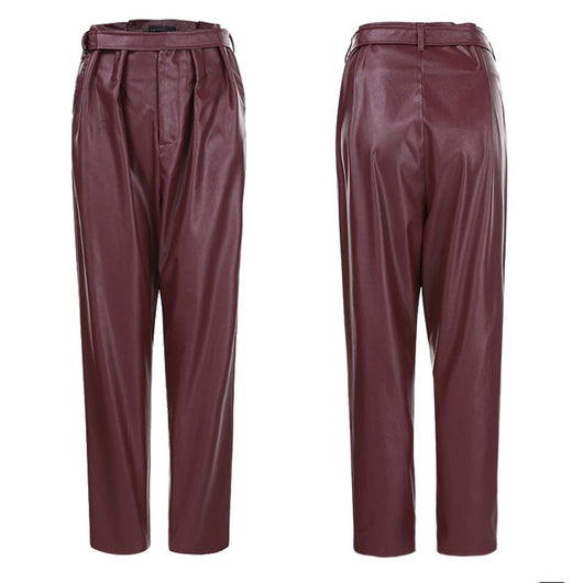 Pantalones Tipo Cuero Sintético Cintura Alta para Mujer - Image 5