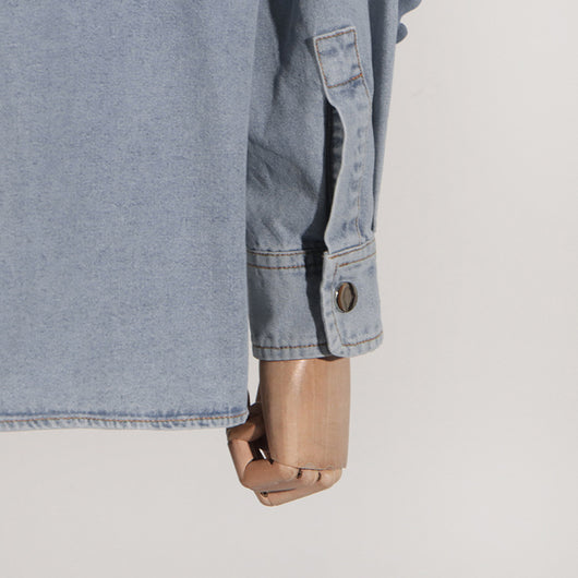Blusa Denim con Flores 3D - Estilo Minimalista para Verano - Image 19