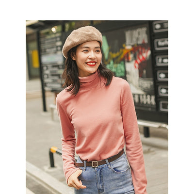 Camiseta Básica de Cuello Alto para Mujer