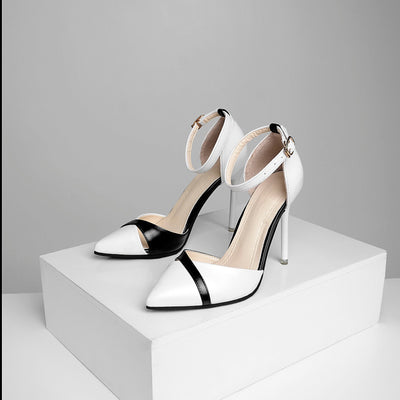 Zapatos de tacón alto puntiagudo con escote bajo para mujer