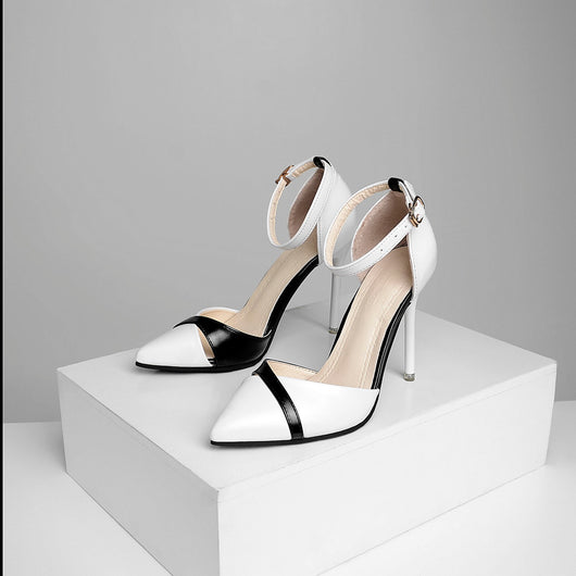 Zapatos de tacón alto puntiagudo con escote bajo para mujer