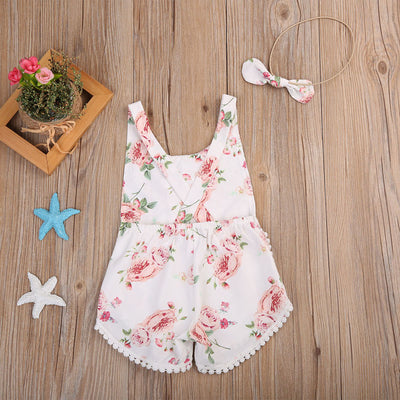 Enterizo Floral sin Mangas para Bebé Niña con Borlas y Diseño Playero - Image 4