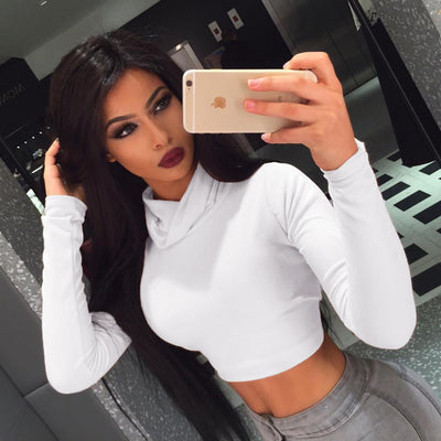 Crop Top Manga Larga Cuello Alto - Image 11
