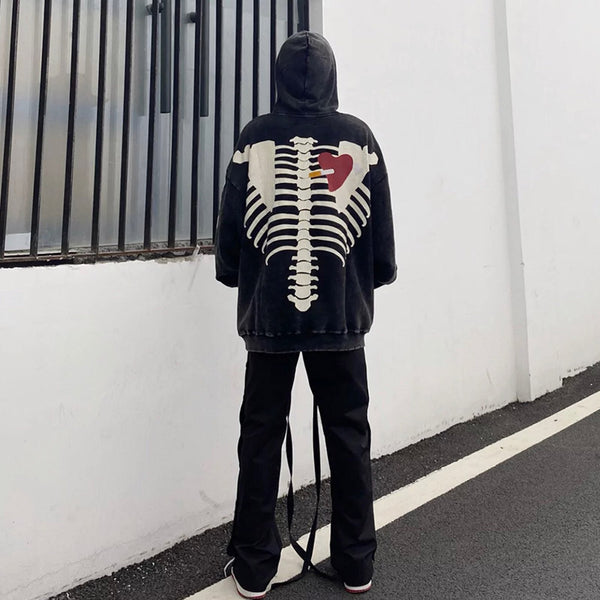 Sudadera con Capucha Estampado Corazón Óseo