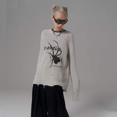 Suéter Holgado con Estampado Araña y Detalles Rotos - Image 7