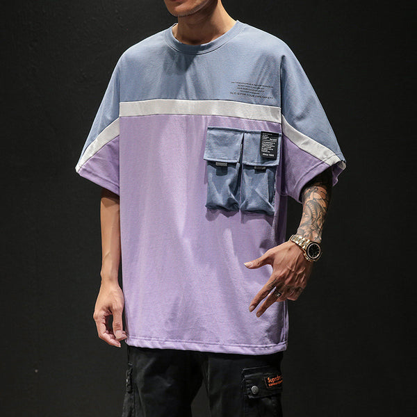 Blusa con Mangas Caídas y Bloques de Color