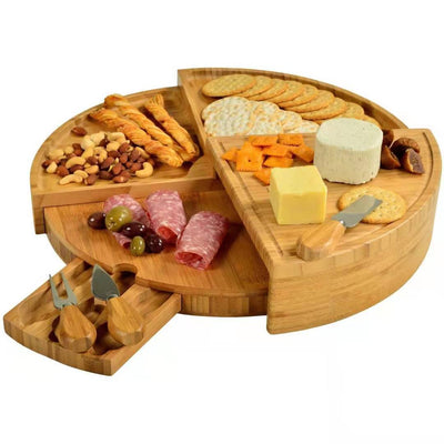 Juego de Tabla y Cuchillos para Queso en Bambú
