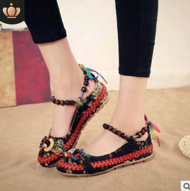 Zapatos Retro de Viento Nacional para Mujer - Tejidos a Mano con Lino y Encaje - Image 3