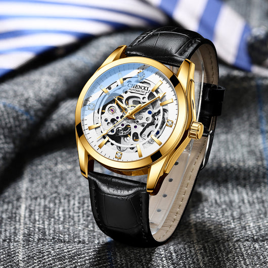 Reloj Automático para Hombre con Correa de Cuero, Esfera Hueca y Luminoso - Image 8