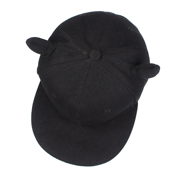 Gorra de Béisbol Negra con Cuernos