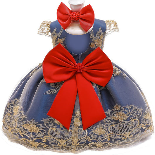 Vestido Princesa Bebé Dorado con Encaje para Niñas 1-3 Años - Image 10