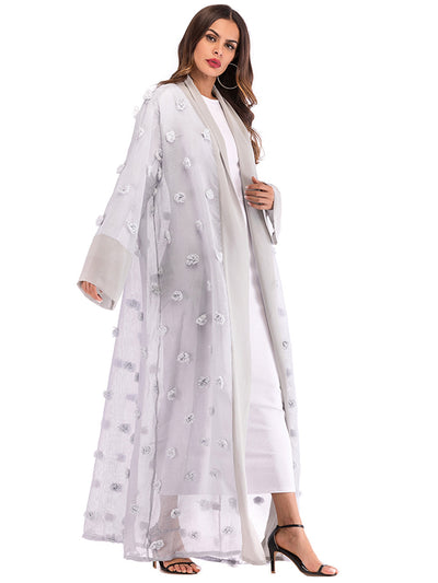 Cardigan Bata de Encaje Floral 3D con Cierre de Cordones y Mangas Largas - Image 60