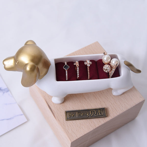 Joyero Anillo Perro Salchicha - Diseño Encantador