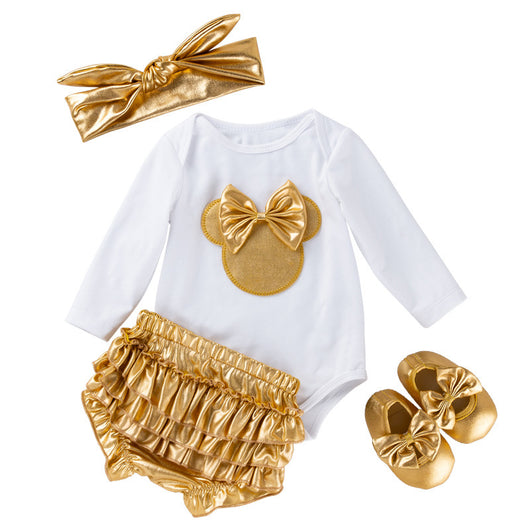 Enterizo Bebé Manga Larga con Pantalón Dorado PP - Image 10