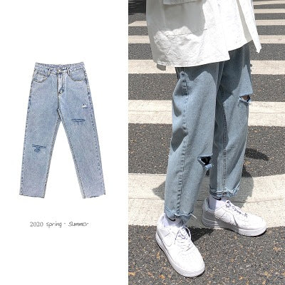 Jeans Rectos Holgados con Rotos para Hombre - Image 2