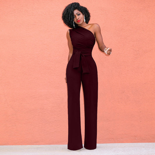 Jumpsuit con Hombros Inclinados Asimétrico - Image 11