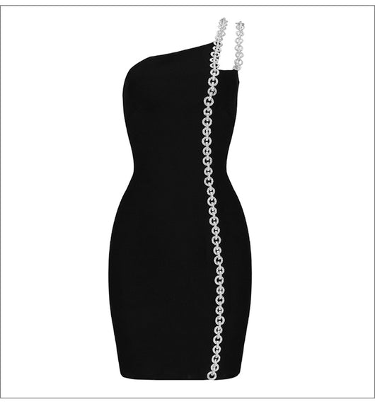Vestido Largo Asimétrico con Cadena y Hombro Descubierto - Image 18