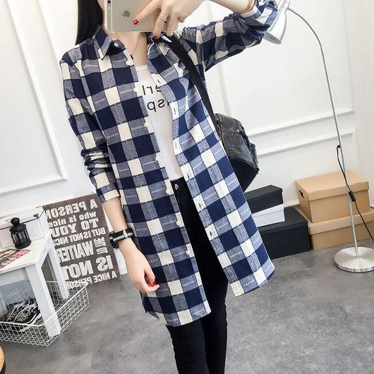 Camisa a Cuadros de Largo Medio para Mujer - Image 11