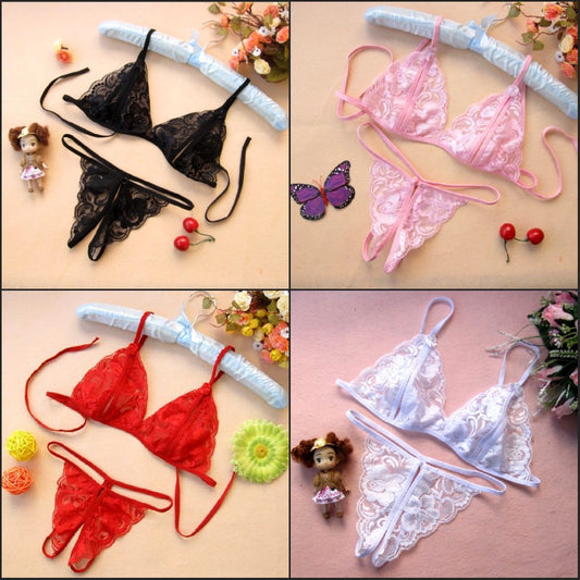 Lencería Sensual Transparente de Encaje - Conjunto Erótico Femenino